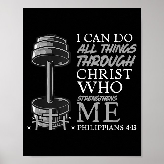 Kan göra allt Sak Weightlifter Gym Christian Bible Poster (Framsidan)