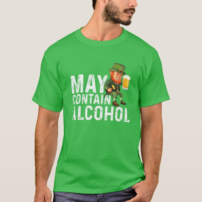 Kan innehålla alkohol Leprechaun T Shirt (Framsida)