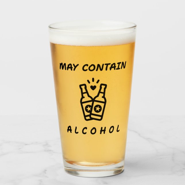 Kan Innehålla Alkohol Pint Glas – Roligt Drickande (Framsida fylld)