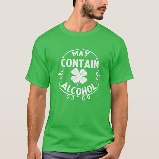Kan innehålla alkohol- St patrick's day Drinking G T Shirt (Framsida)