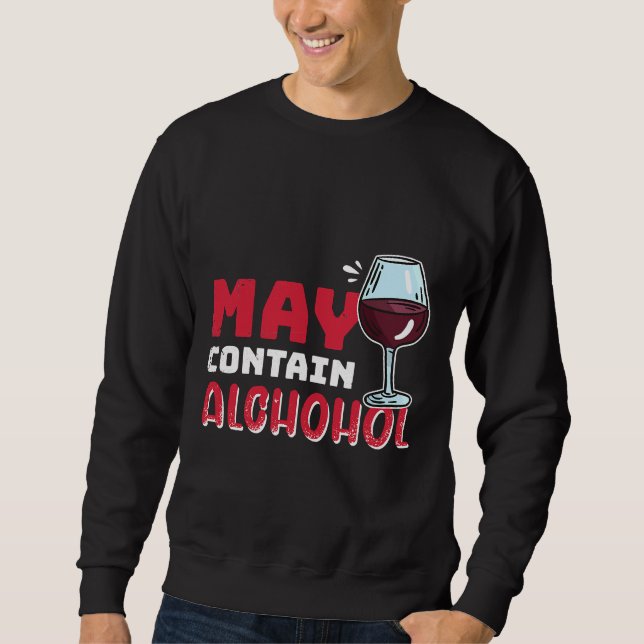 Kan innehålla alkohol Vin Drinker Vin 28 Lång Ärmad Tröja (Framsida)