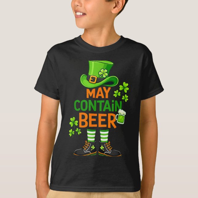 Kan innehålla öl rolig st patricks dag humor  t shirt (Framsida)