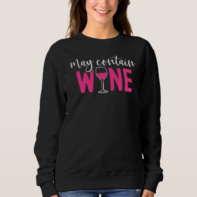 Kan innehålla Vin alkohol Vin-drickande T Shirt (Framsida)