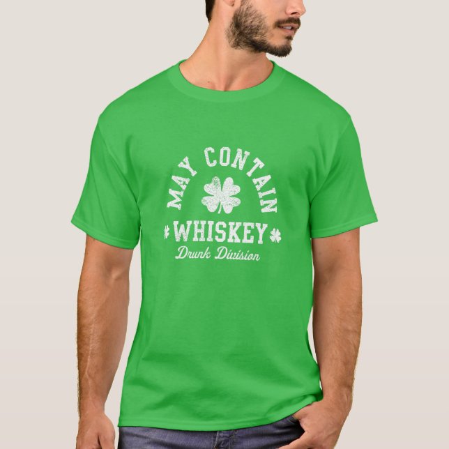 Kan innehålla Whiskey St patricks day Grönt T Shirt (Framsida)