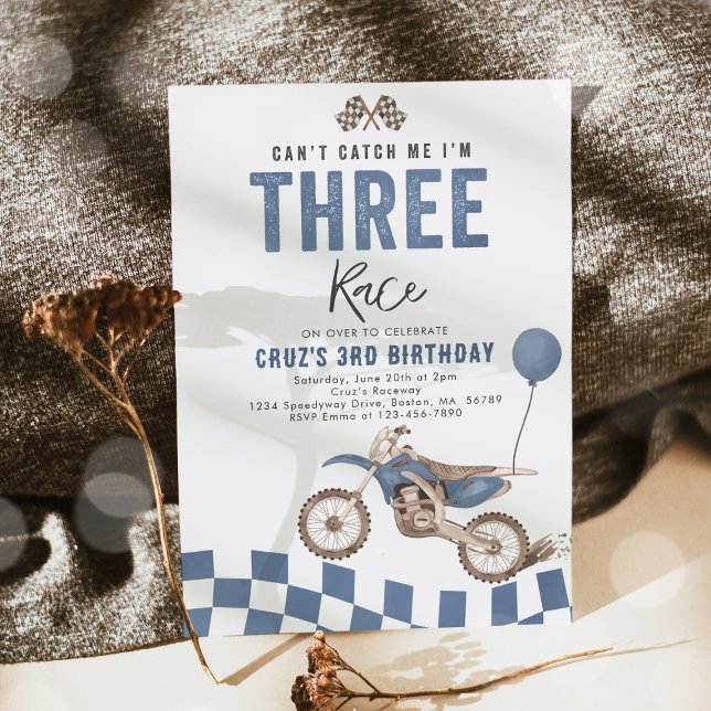 Kan inte fånga mig Dirt Bike Boy 3:e födelsedagen  Inbjudningar (Skapare uppladdad)