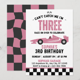 Kan inte fånga mig jag är tre Racingbil 3-årsdag Inbjudningar