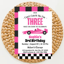 Kan inte fånga mig Rosa Tävling Car Girl 3 Birthda