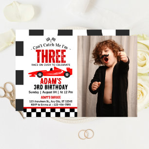 Kan inte fånga mig Tävling Car Boy tredje födelsed Inbjudningar