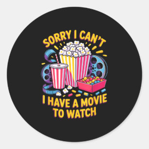 Kan inte film att titta på film mat natt mellanmål runt klistermärke