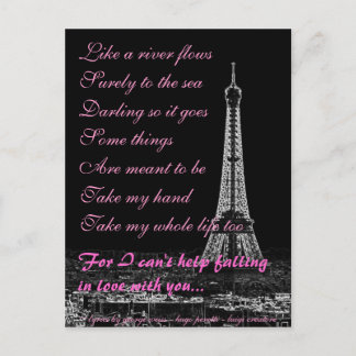 Kan inte hjälpa att falla i kärlek med dig vykort