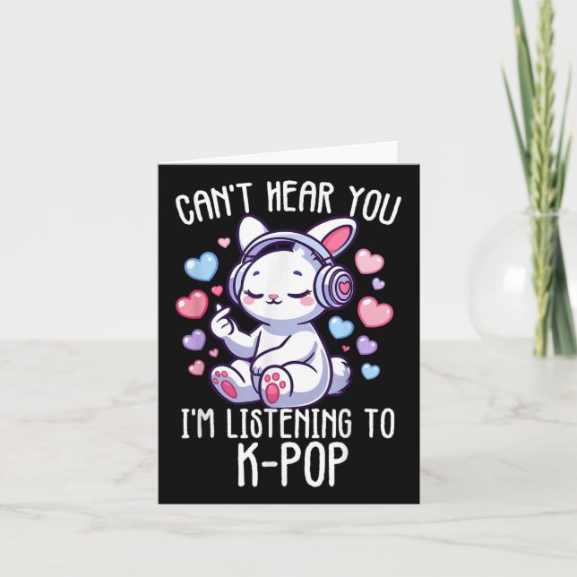 Kan inte höra dig Jag lyssnar K-pop Kanin Finger H Kort (Framsida)