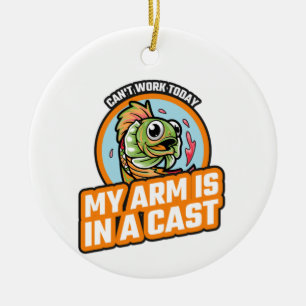 Kan inte jobba idag, min arm är i gips julgransprydnad keramik