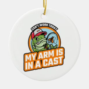 Kan inte jobba idag, min arm är i gips julgransprydnad keramik