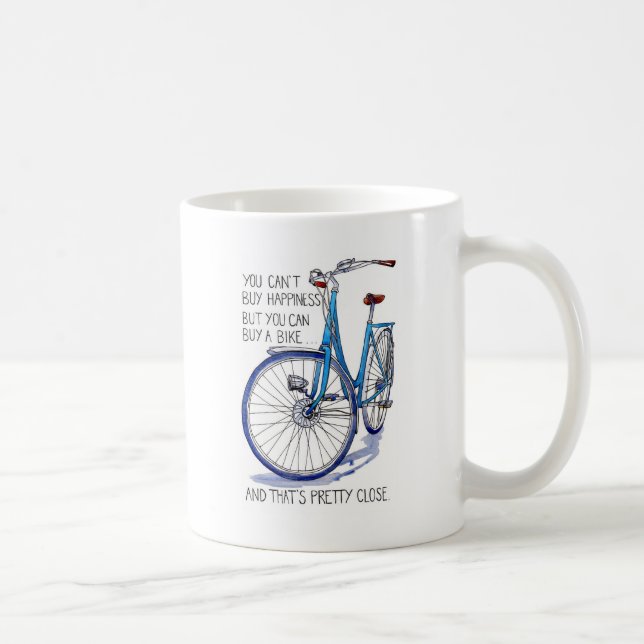 Kan inte köpa lycka, blå cykel kaffemugg (Höger)