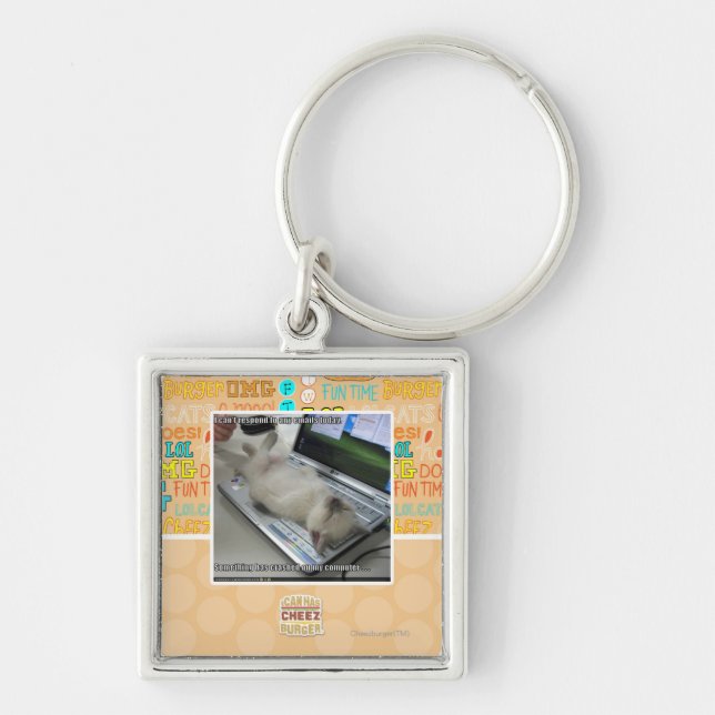 Kan inte reagera fyrkantig silverfärgad nyckelring (Framsidan)