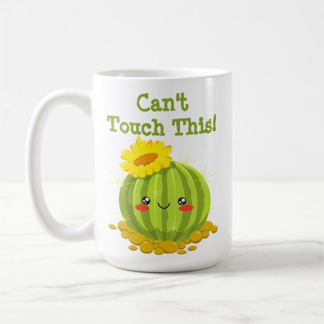 Kan inte röra det här! Cute roligt Cactus humor Kaffemugg (Vänster)