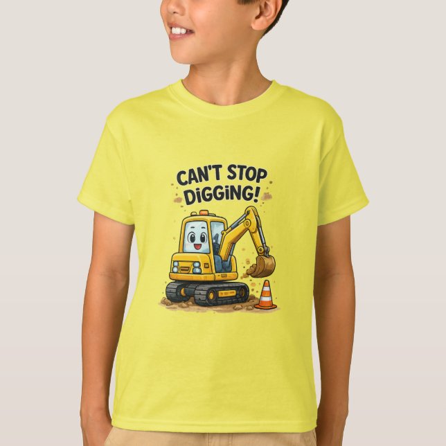Kan inte sluta gräva Grävmaskin T Shirt (Framsida)