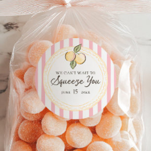 Kan inte vänta att krama dig   Citrus Baby Shower Runt Klistermärke