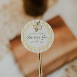 Kan inte vänta att krama dig | Citrus Baby Shower Runt Klistermärke