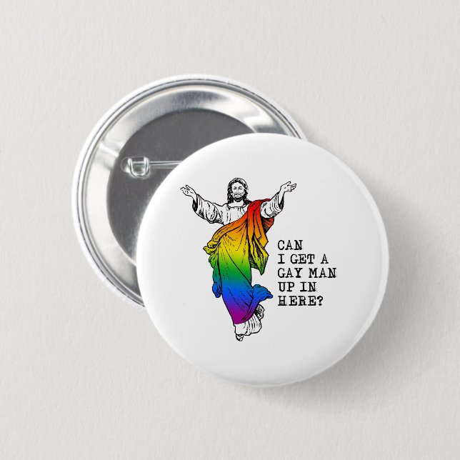 Kan jag få en gay man här inne knapp (Framsida & baksida)