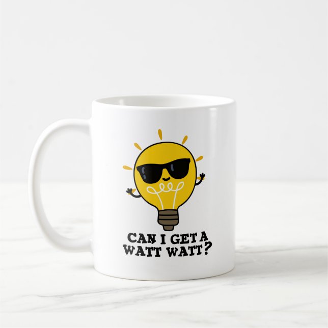 Kan jag få en Watt Watt FUNNY Science Bulb Pun? Kaffemugg (Vänster)