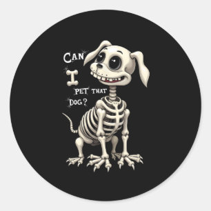 Kan jag få tag i Hund Skeleton Halloween-gåvor? Runt Klistermärke