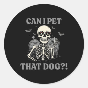 Kan jag få tag i Hund Skeleton Halloween Rolig hun Runt Klistermärke