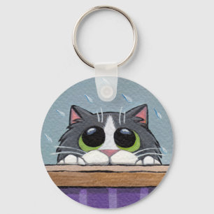 Kan jag komma in? v.2 - Katt Keychain Nyckelring