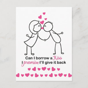 Kan jag låna en kiss Cute Coudesign? Vykort