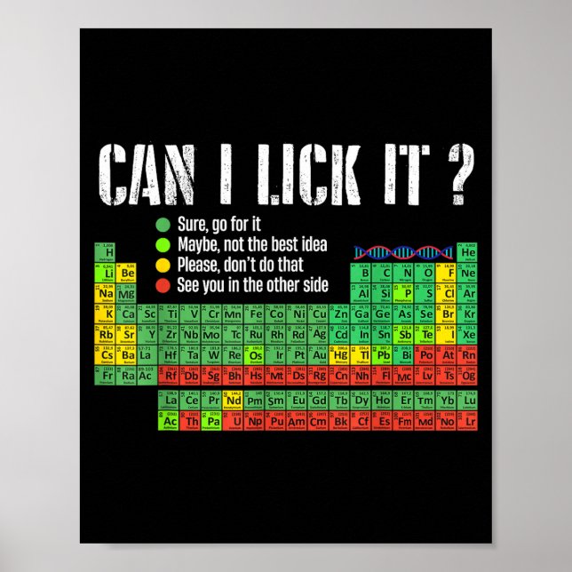 Kan jag slicka det Periodiska systemet Rolig veten Poster (Framsidan)