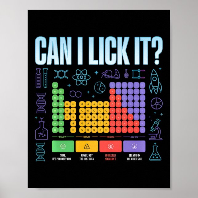 Kan jag slicka på den här tee rolig periodisk tabe poster (Framsidan)