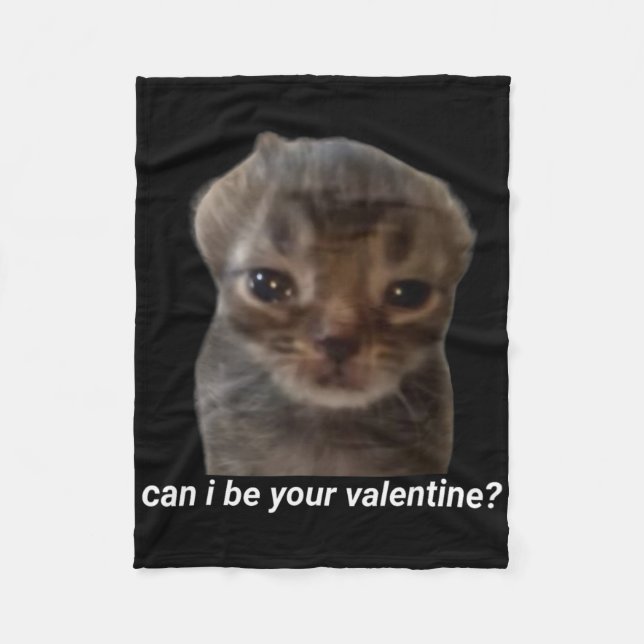 Kan jag vara din valentin rolig katt meme hjärnrot fleecefilt (Framsidan)