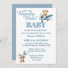 Kan knappast vänta- Söt pojke Teddybjörn i flygpla Inbjudningar