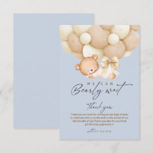 Kan knappt vänta Blå pojke Baby Shower Tack Kort