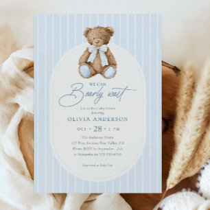 Kan knappt vänta Teddybjörn Bebis Shower Inbjudningar