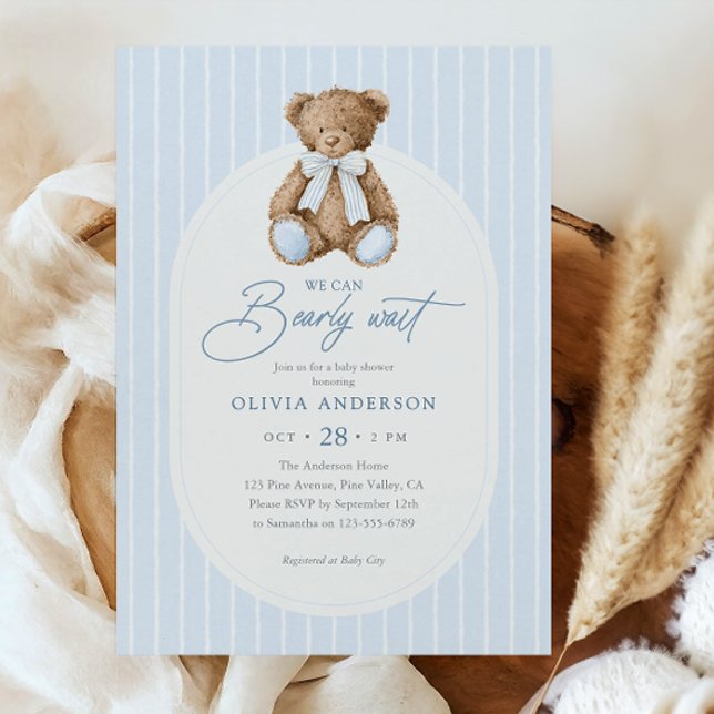 Kan knappt vänta Teddybjörn Bebis Shower Inbjudningar (Skapare uppladdad)