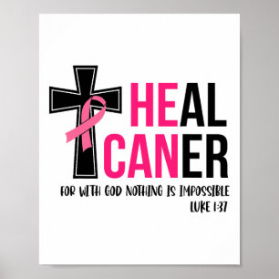 Kan läka upp den kristna ribbon Breast Cancer Awa Poster