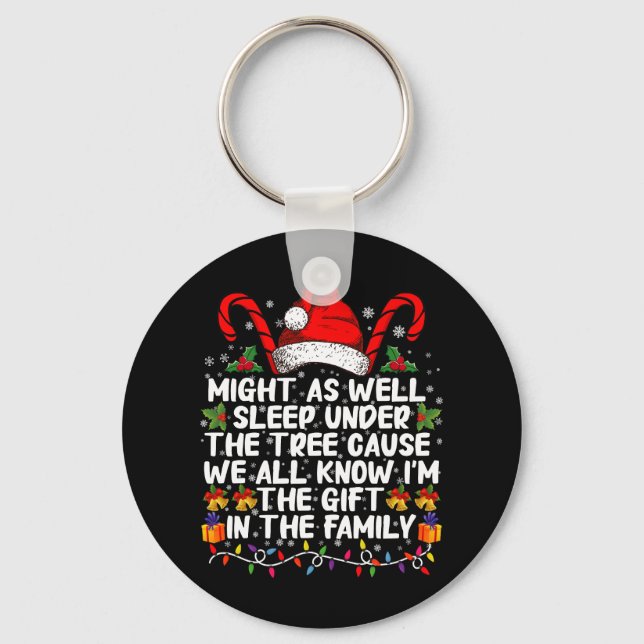 Kan lika gärna sova under julgåvan i Träd Nyckelring (Framsida)