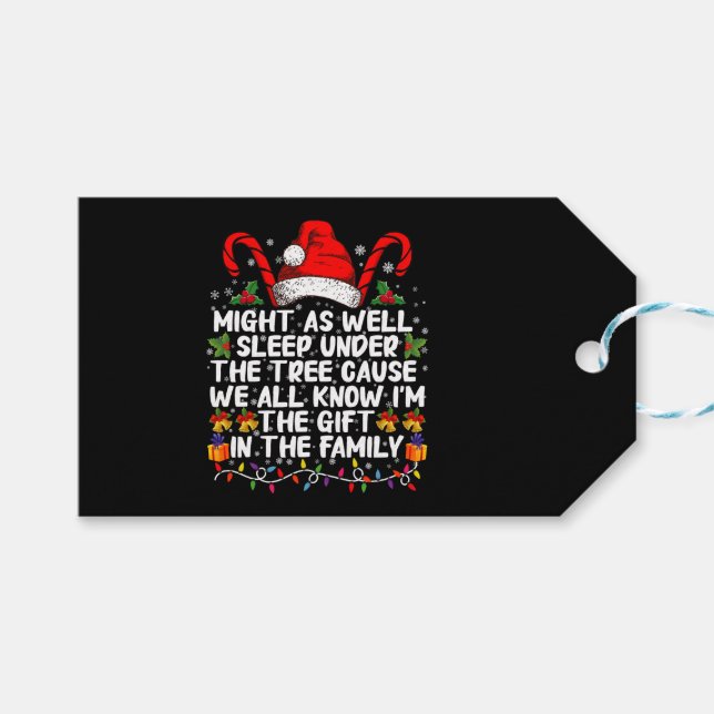 Kan lika gärna sova under julgåvan i Träd Presentetikett (Framsidan (Horisontell))