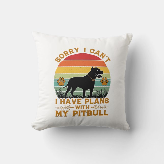 Kan planer Hund Pitbull Retro Solnedgång_1 Kudde (Framsida)