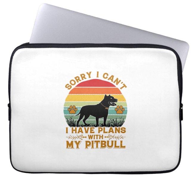 Kan planer Hund Pitbull Retro Solnedgång_1 Laptop Fodral (Framsidan)