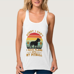 Kan planer Hund Pitbull Retro solnedgång_1 Linne Med Racerback