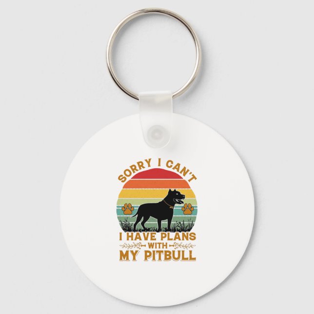 Kan planer Hund Pitbull Retro Solnedgång_1 Nyckelring (Framsida)