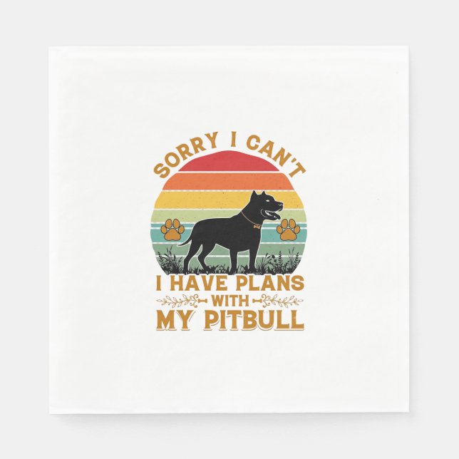 Kan planer Hund Pitbull Retro Solnedgång_1 Pappersservett (Framsidan)