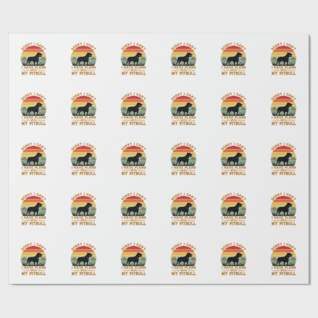 Kan planer Hund Pitbull Retro Solnedgång_1 Presentpapper (Platt)