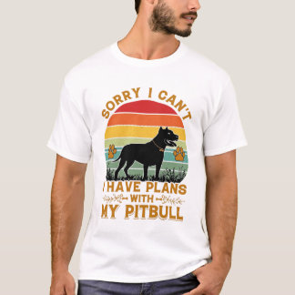 Kan planer Hund Pitbull Retro solnedgång_1 T Shirt