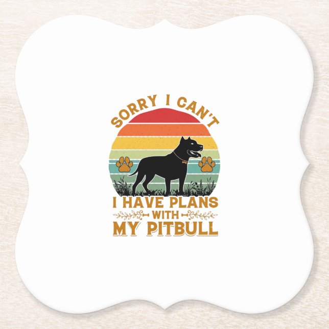 Kan planer Hund Pitbull Retro Solnedgång_1 Underlägg Papper (Framsida)