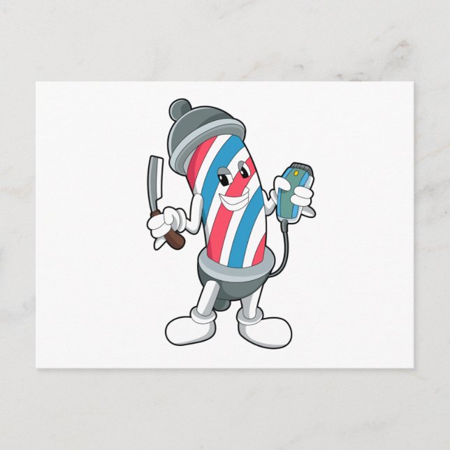 Kan som frisör med rakkniv vykort (Framsida)