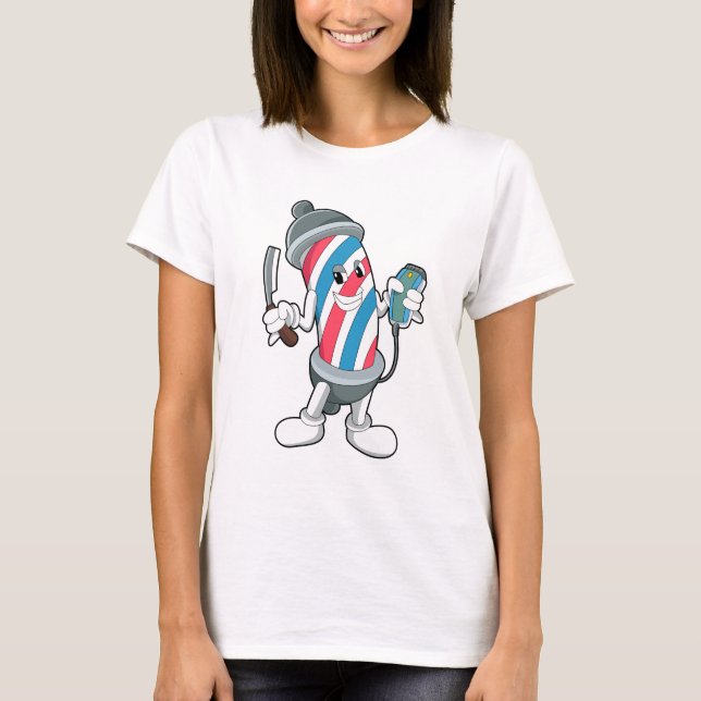 Kan som Hairdresser med Razor T Shirt (Framsida)