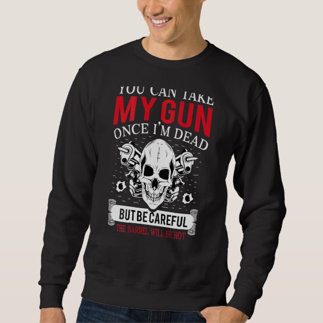 Kan ta min Gun Gång Im Dead Skull Skeleton Lång Ärmad Tröja (Framsida)